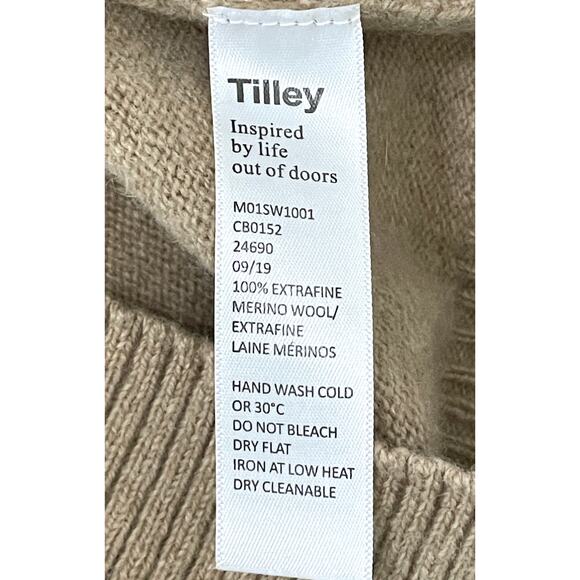 Tilley Extra Fine Merino Wool Sweater Tan XXL (Runs Small) Warm Winter Outdoors - Picture 10 of 10